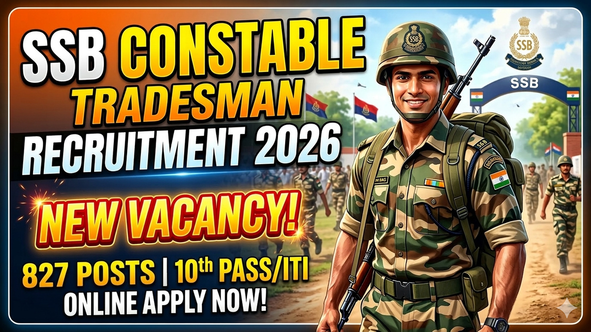 SSB Constable Tradesman & Driver Recruitment 2026 Notification Out – Apply Online for 827 Posts