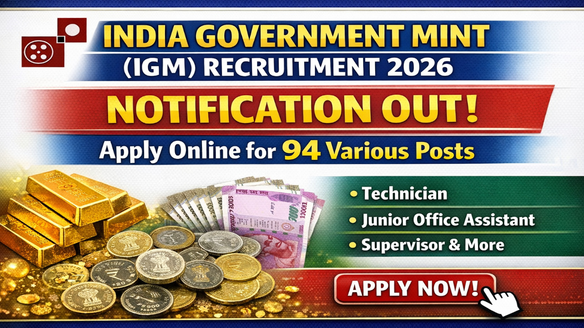 India Government Mint (IGM) Recruitment 2026 Notification Out – Apply Online for 94 Various Posts
