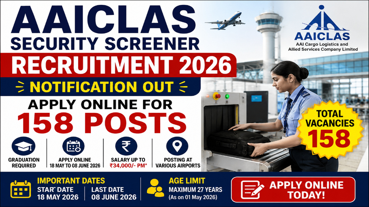 AAICLAS Security Screener Recruitment 2026 Notification Out - Apply Online for 158 Posts