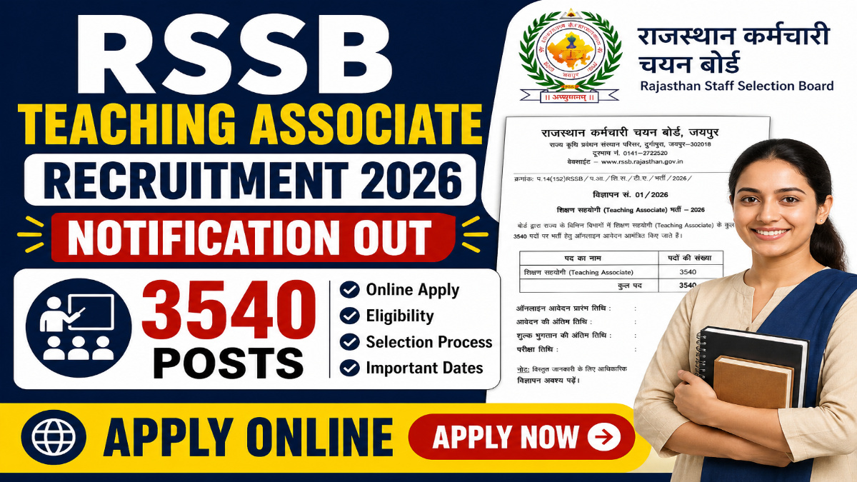 RSSB Teaching Associate Recruitment 2026 Notification Out - Apply Online for 3540 Posts