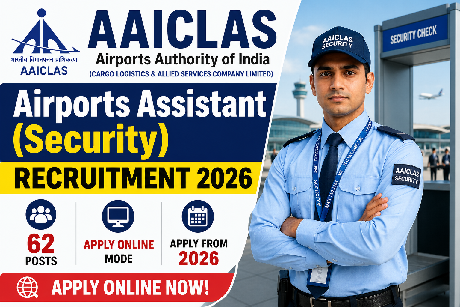 AAICLAS Airports Assistant (Security) Recruitment 2026 - Apply Online for 62 Posts