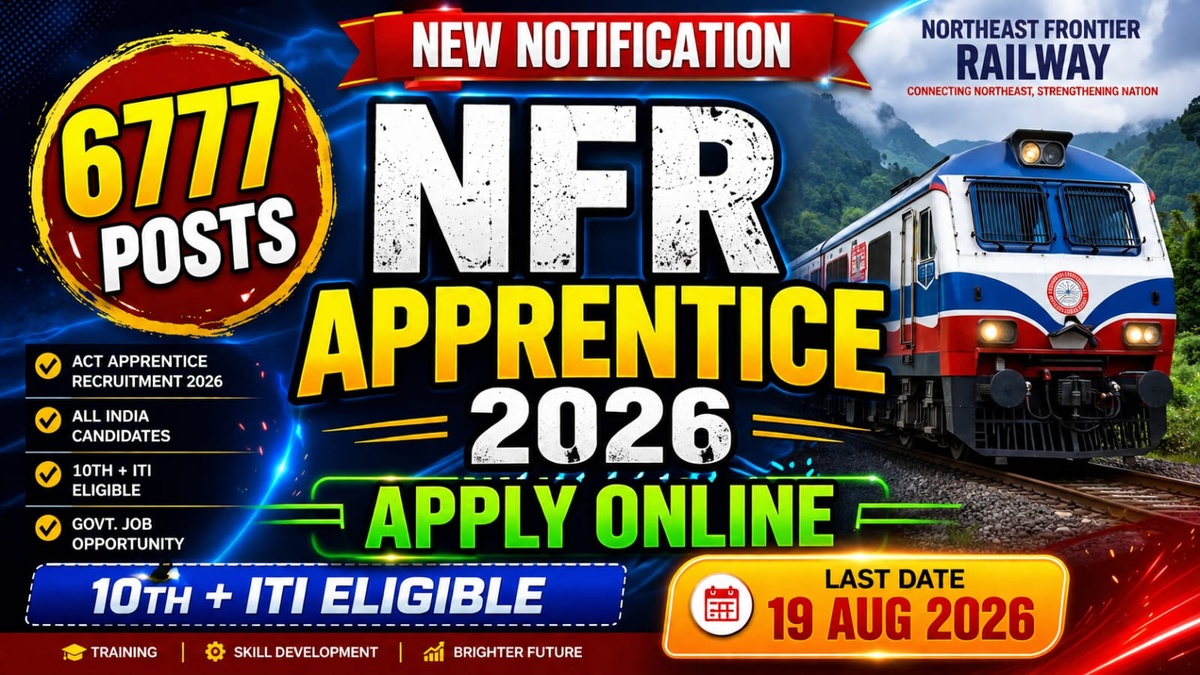 Northeast Frontier Railway NFR Act Apprentice Recruitment 2026 For 6777 Posts – Apply Online