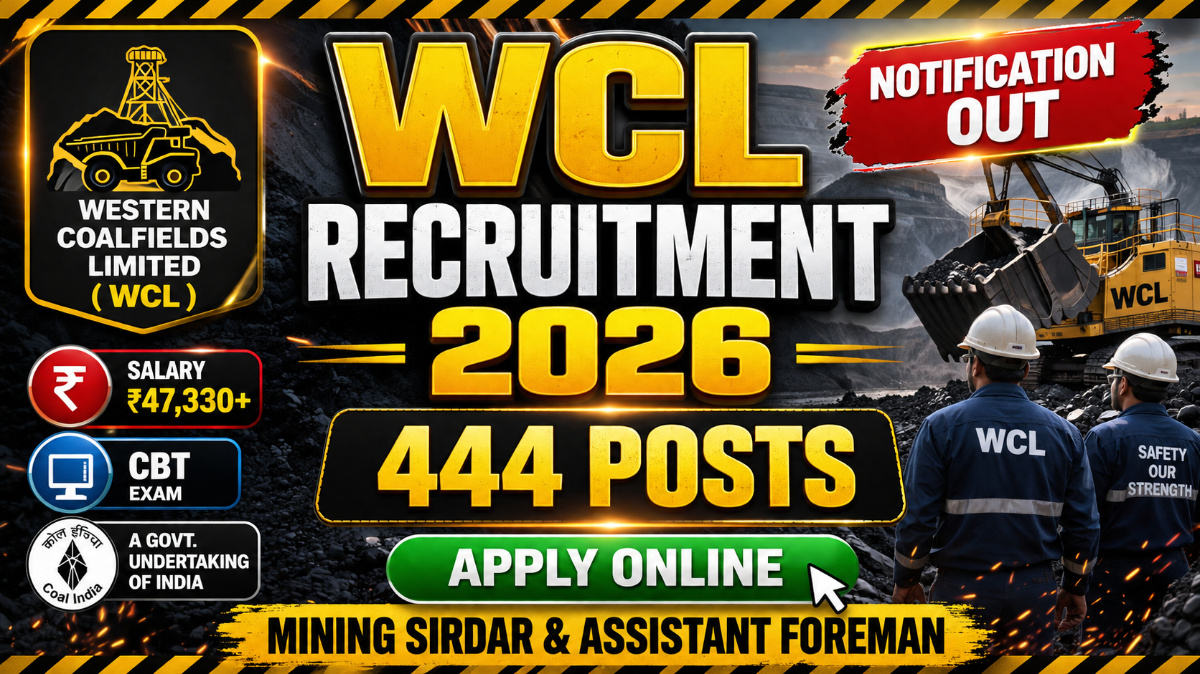 WCL Mining Sirdar and Assistant Foreman Recruitment 2026 Notification Out for 444 Posts, Apply Online