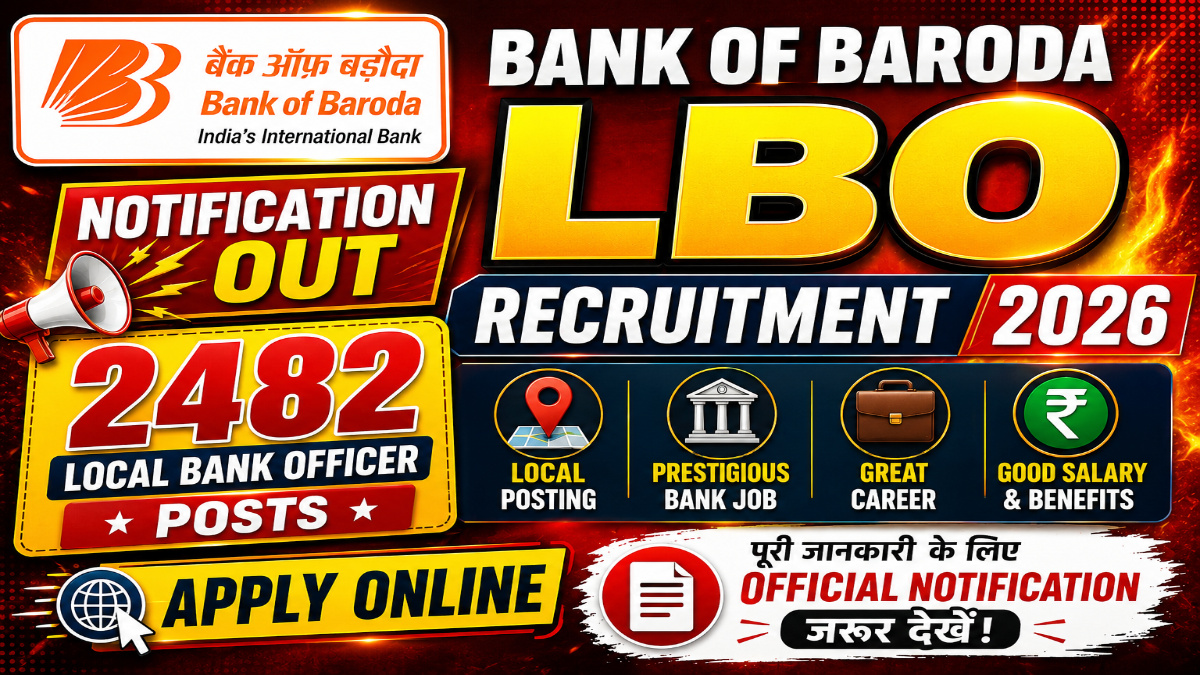 Bank of Baroda LBO Recruitment 2026 Notification Out for 2482 Local Bank Officer Posts – Apply Online