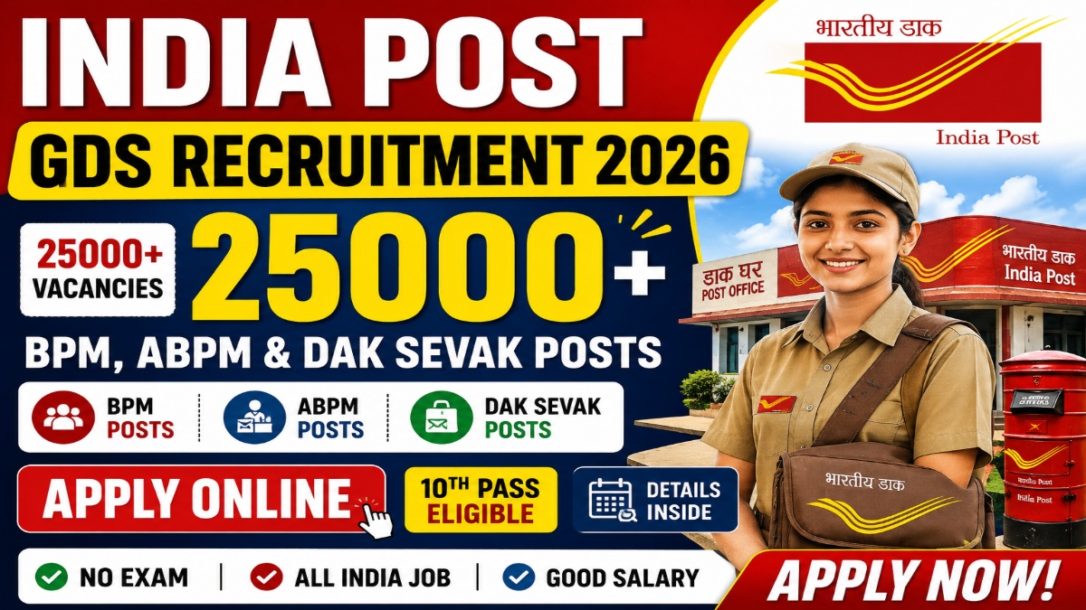 India Post GDS Recruitment 2026 - Apply Online for 25000+ BPM, ABPM & Dak Sevak Posts – Apply Online