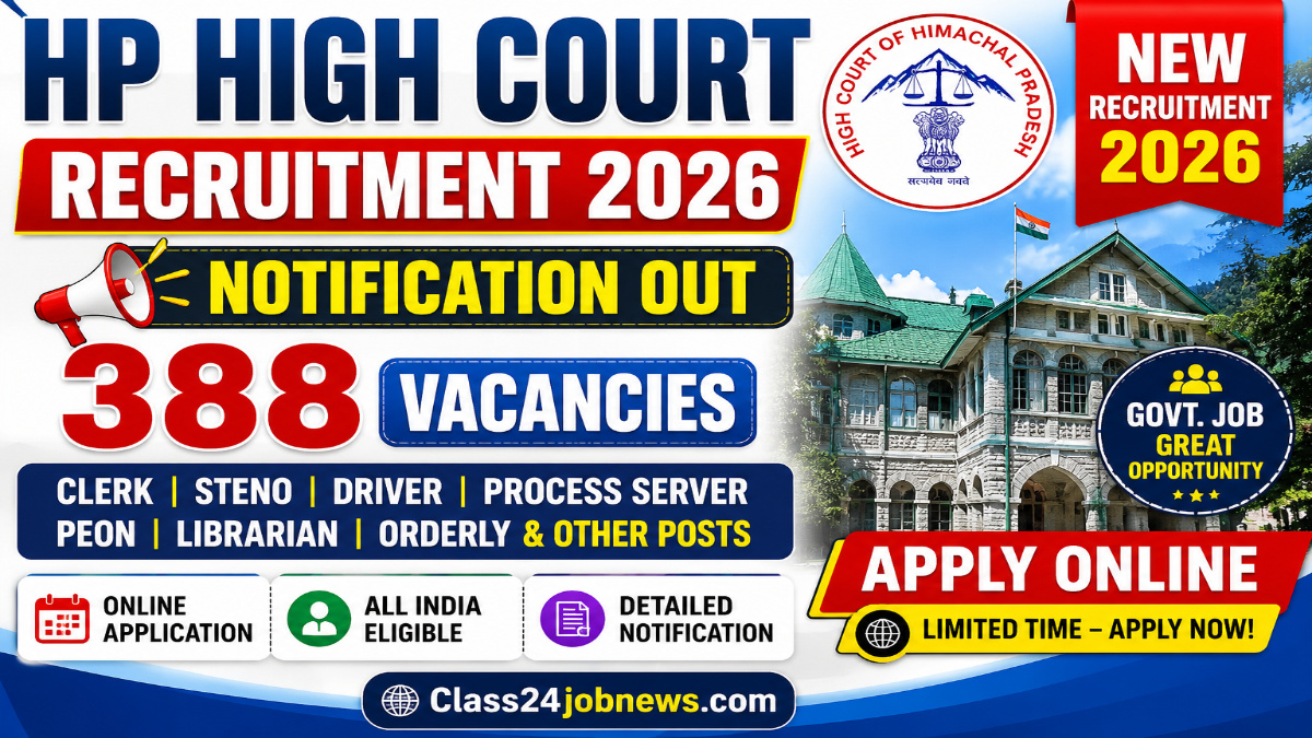 HP High Court Recruitment 2026 Notification OUT For 388 Clerk, Steno, Driver, Process Server, Peon & Other Posts, Apply Online