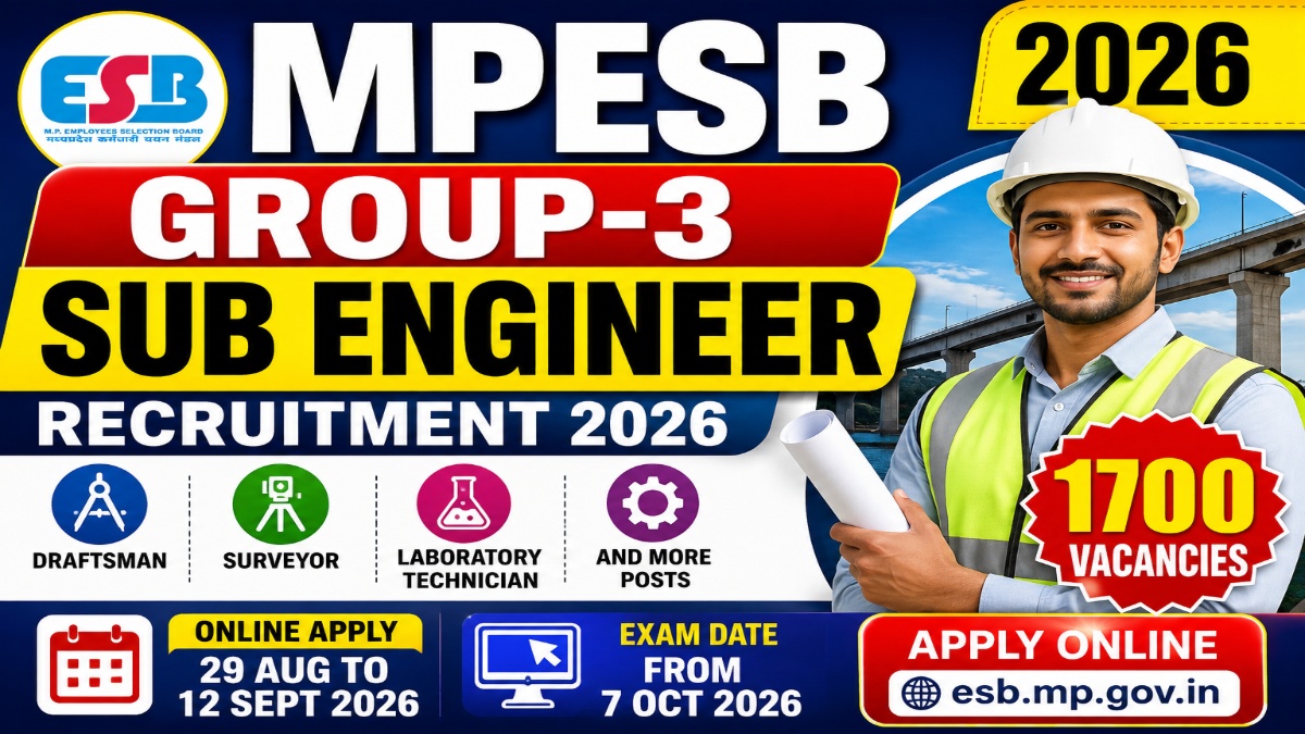 MPESB Group-3 Sub Engineer Recruitment 2026 – Apply Online for 1700 Posts