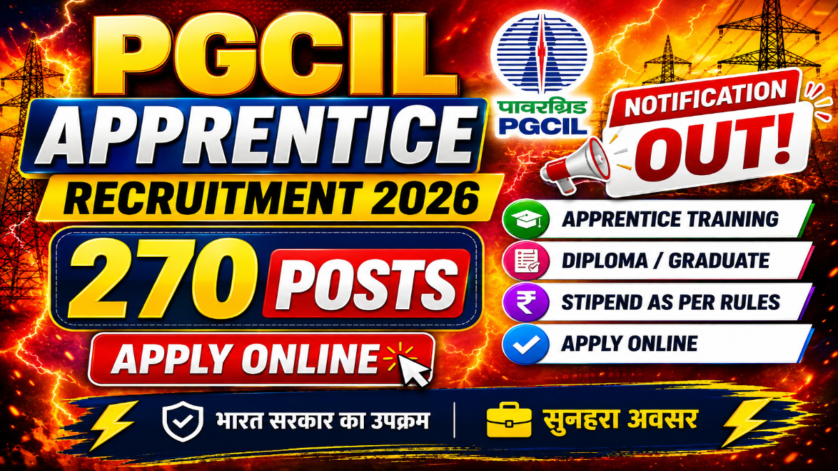 PGCIL Apprentice Recruitment 2026 Notification OUT for 270 Posts, Apply Online