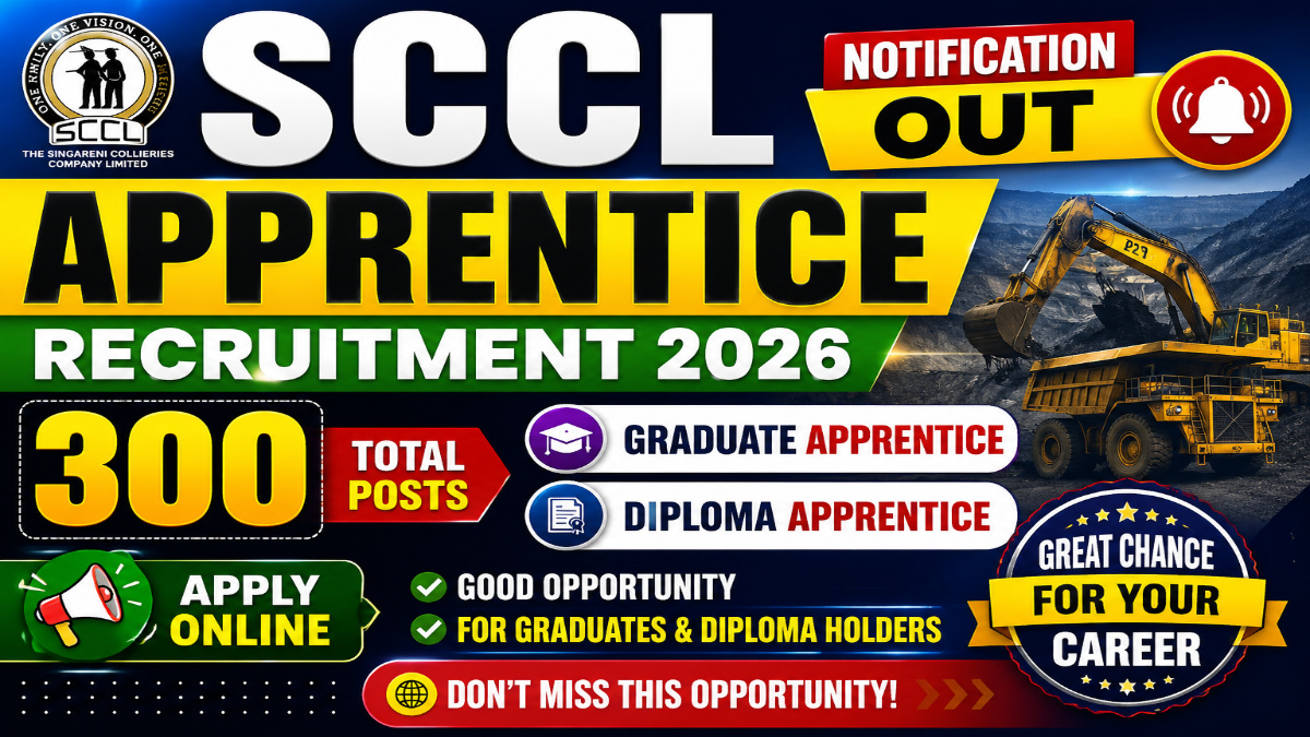 SCCL Apprentice Recruitment 2026 Notification OUT for 300 Graduate & Diploma Apprentice Posts – Apply Online