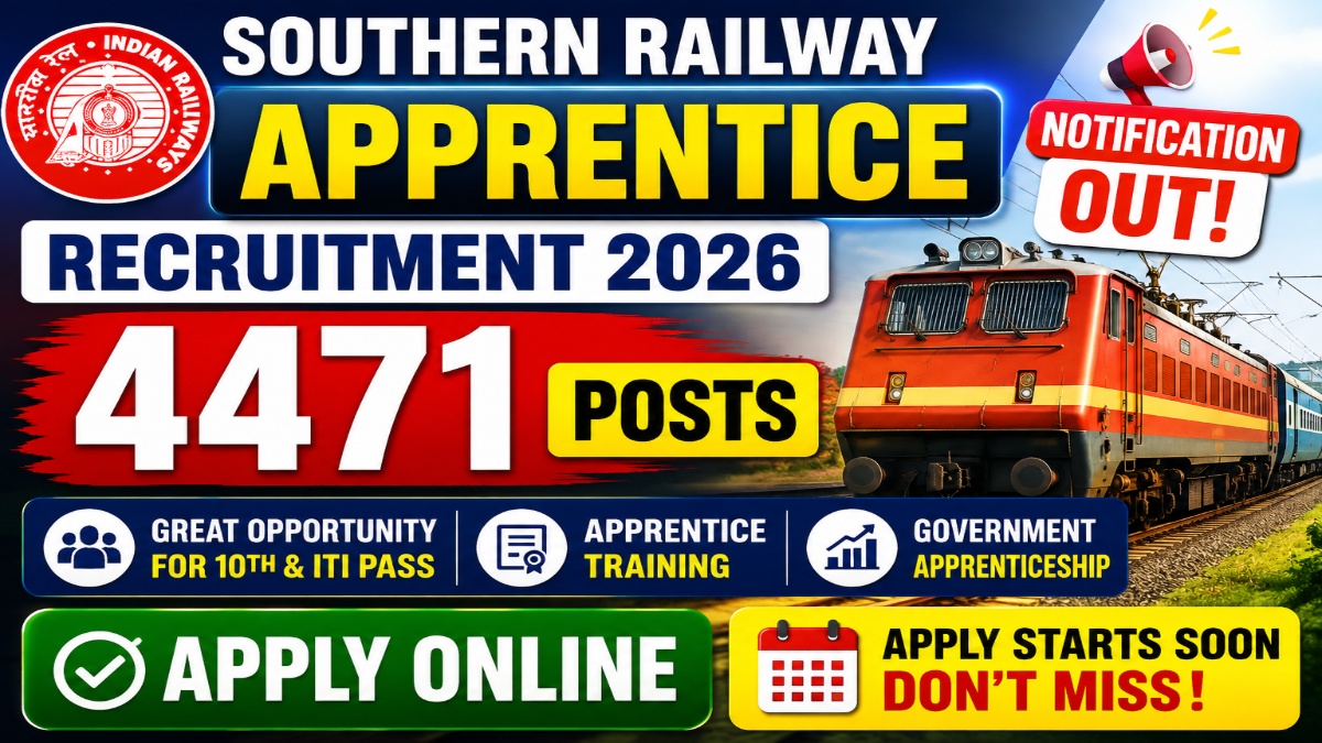 Southern Railway Apprentice Recruitment 2026 Notification OUT for 4471 Posts – Apply Online