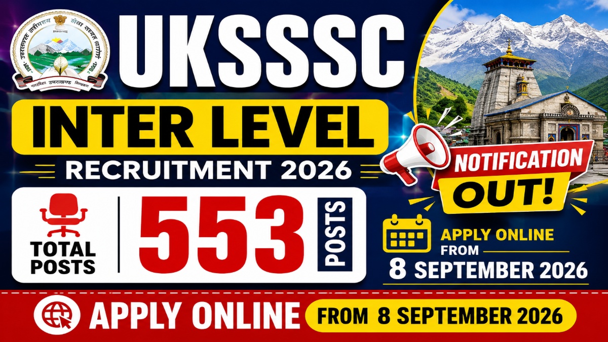 UKSSSC Inter Level Recruitment 2026 Notification OUT For 553 Posts – Apply Online