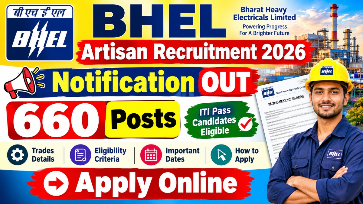 BHEL Artisan Recruitment 2026 Notification OUT for 660 Posts – Apply Online