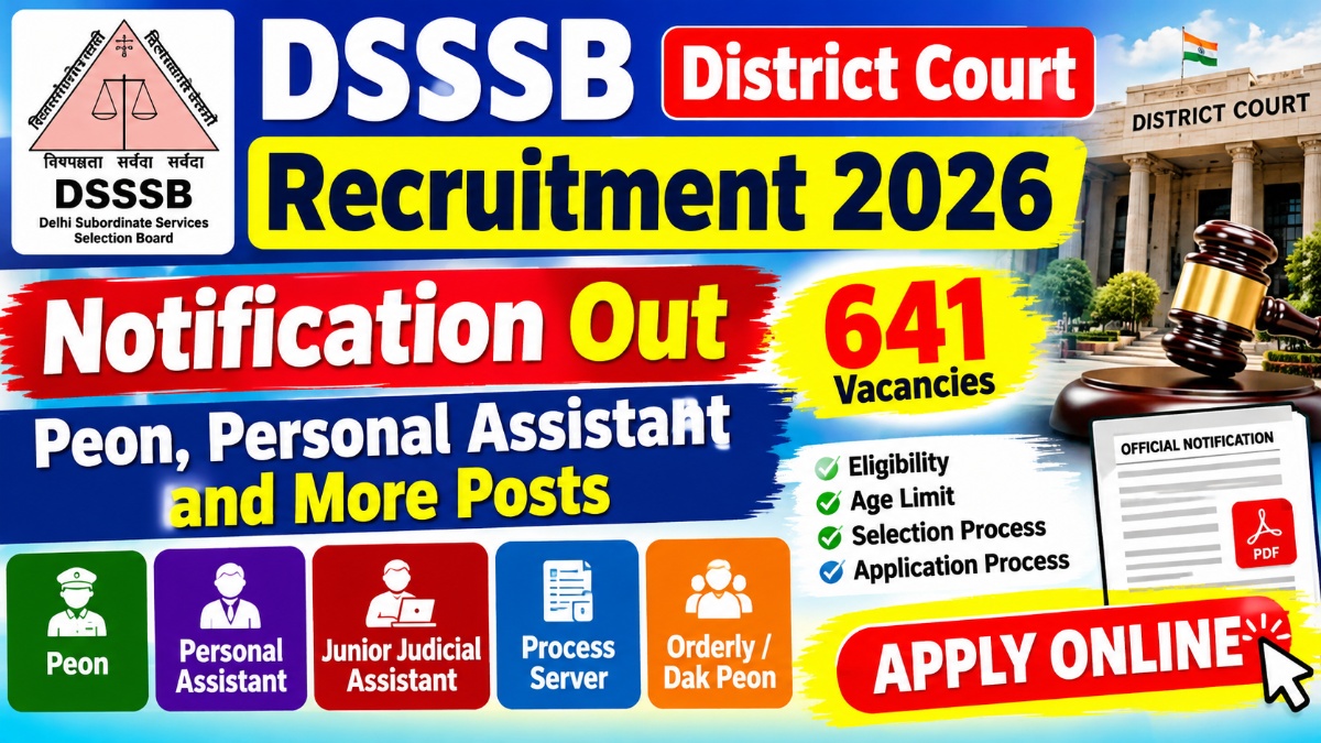 DSSSB District Court Recruitment 2026 Notification Out for 641 Peon Personal Assistant and More Posts – Apply Online