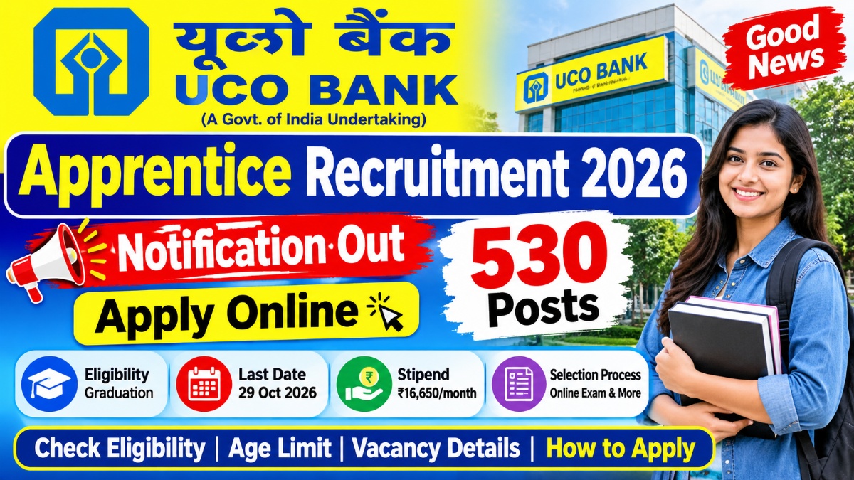 UCO Bank Apprentice Recruitment 2026 Notification Out for 530 Posts – Apply Online